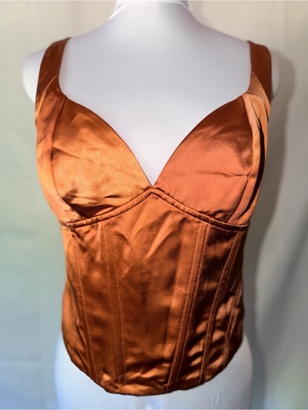 Jason Wu Satin Corset Top in a bronze/copper